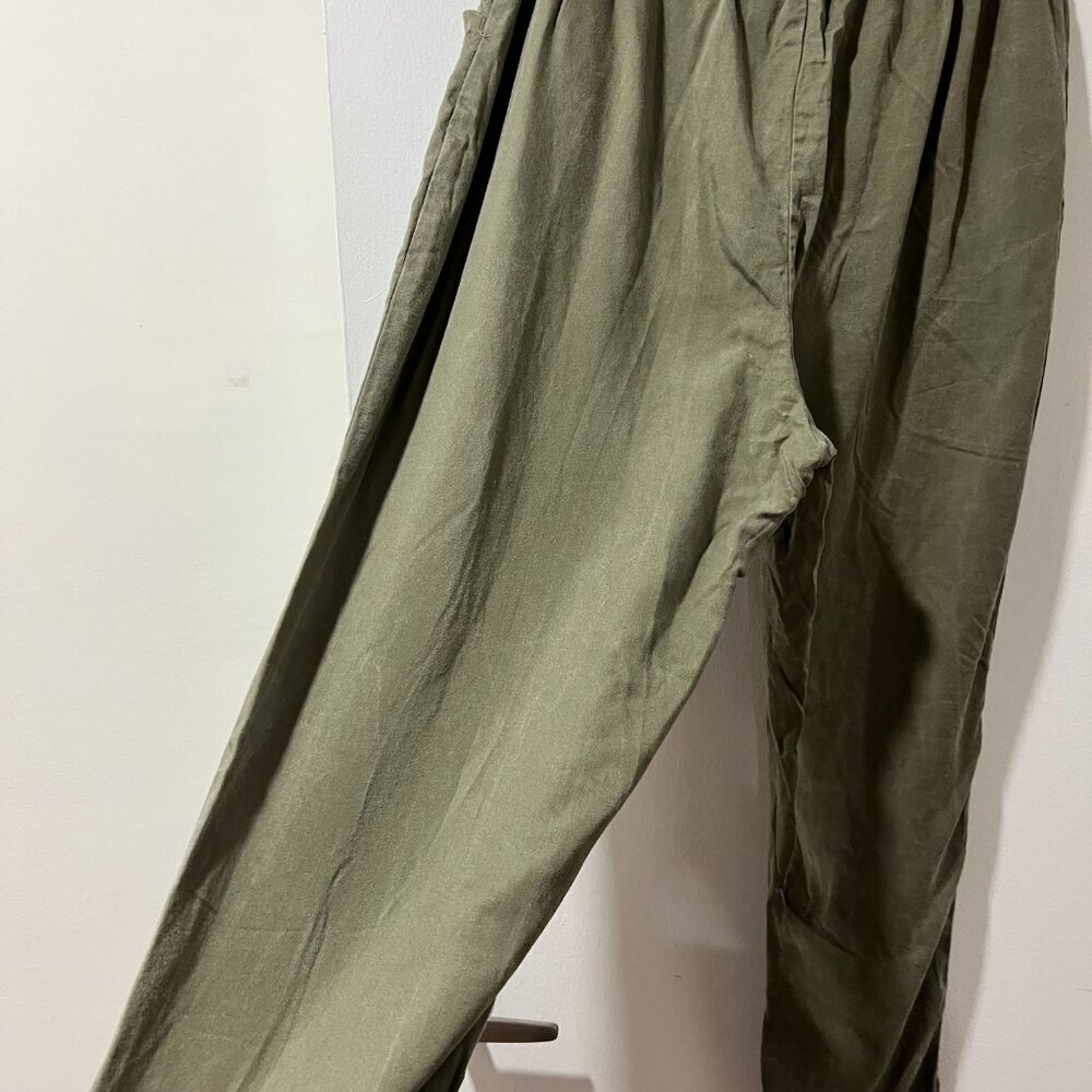 Abercrombie & Fitch Olive Green Tie-Hem Pants - Size L - Picture 7 of 8